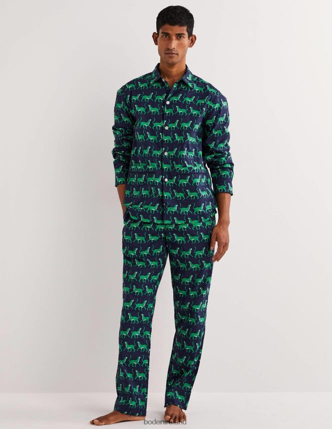 Navy Leopards Clothing Woven Pyjama Set Boden Men L466L63559