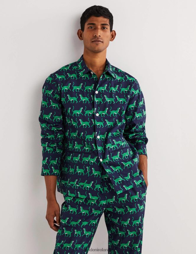 Navy Leopards Clothing Woven Pyjama Set Boden Men L466L63559