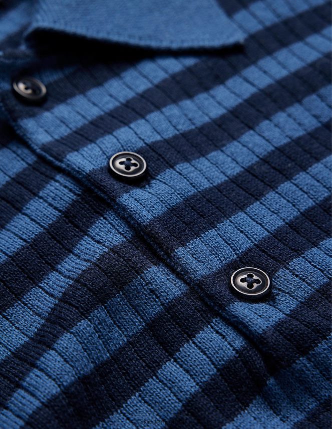 True Navy Stripe Clothing Knitted Ribbed Polo Boden Men L466L63555