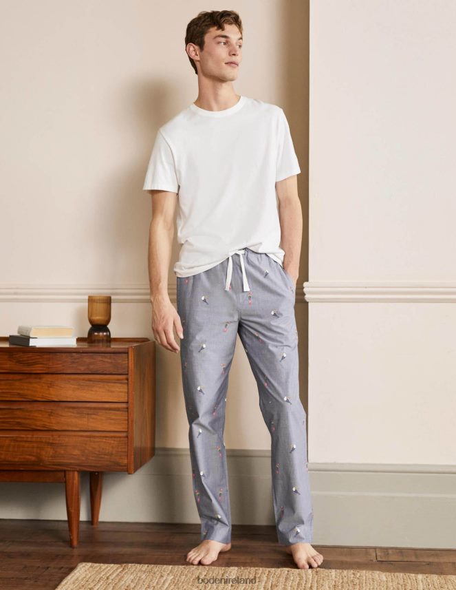Chambray Toucans Clothing Cotton Poplin Pyjama Bottoms Boden Men L466L63598