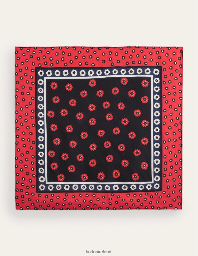 Black & Petunia Bud Accessory Silk Scarf Boden Women L466L62368