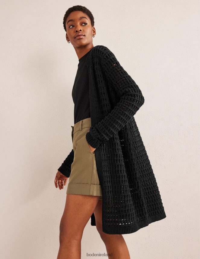 Black Clothing Crochet Coatigan Boden Women L466L61592