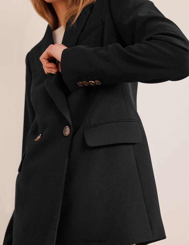 Black Clothing Double Breasted Crepe Blazer Boden Women L466L6936