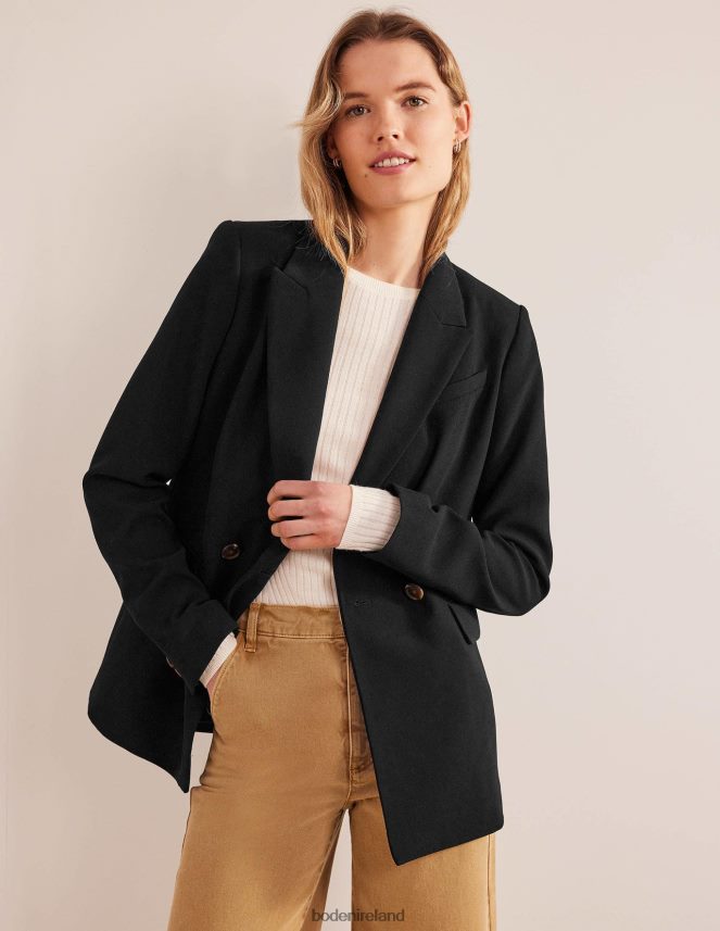 Black Clothing Double Breasted Crepe Blazer Boden Women L466L6936