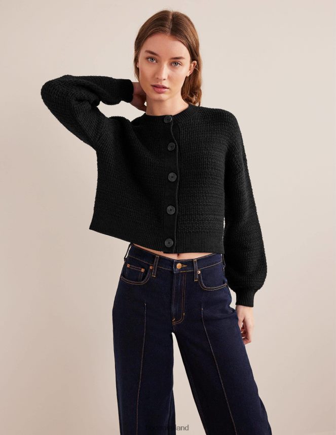 Black Clothing Textured Knitted Bomber Jacket Boden Women L466L61504