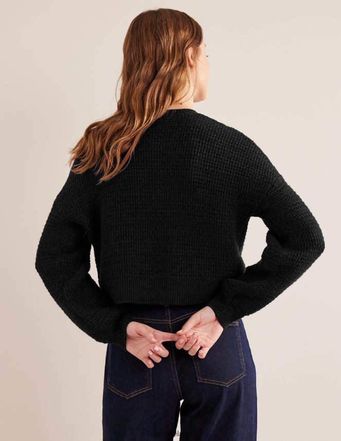 Black Clothing Textured Knitted Bomber Jacket Boden Women L466L61504