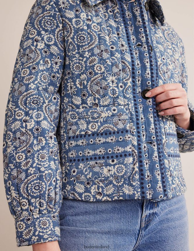 Blue Paisley Print Clothing Quilted Printed Jacket Boden Women L466L62589