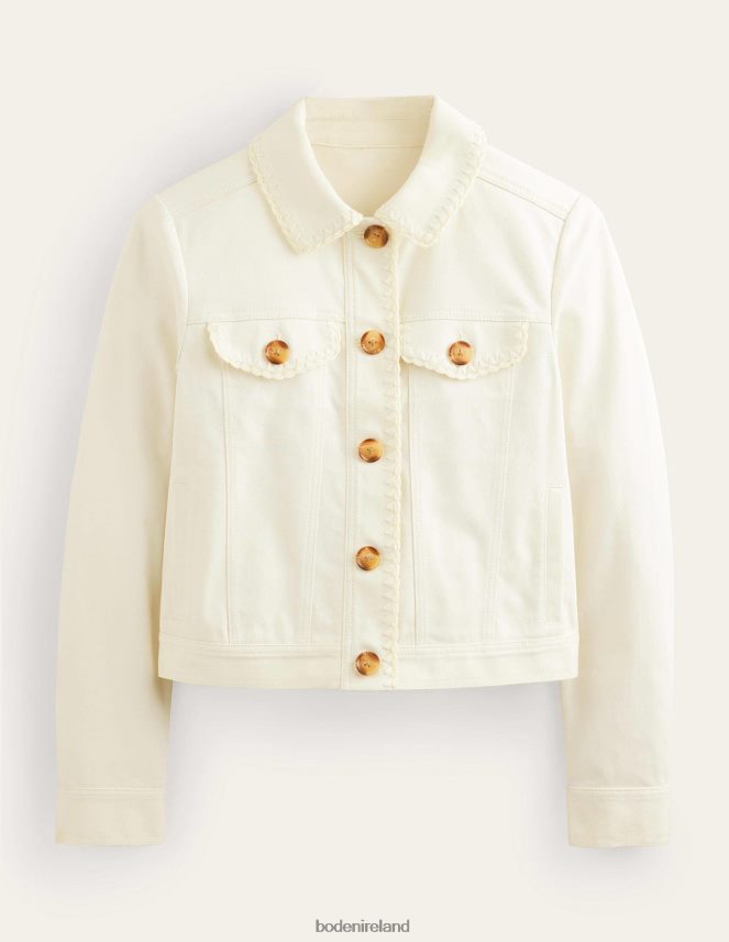 Ecru Clothing Crochet Trim Denim Jacket Boden Women L466L61765
