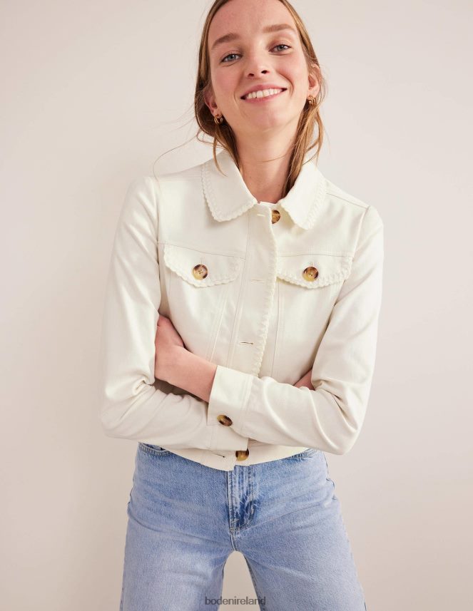 Ecru Clothing Crochet Trim Denim Jacket Boden Women L466L61765