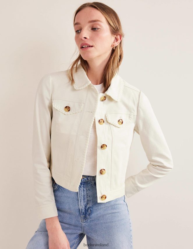 Ecru Clothing Crochet Trim Denim Jacket Boden Women L466L61765