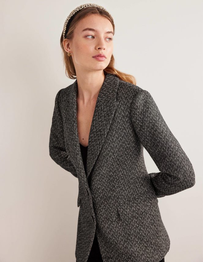 Herringbone Clothing Longline Relaxed Blazer Boden Women L466L61222