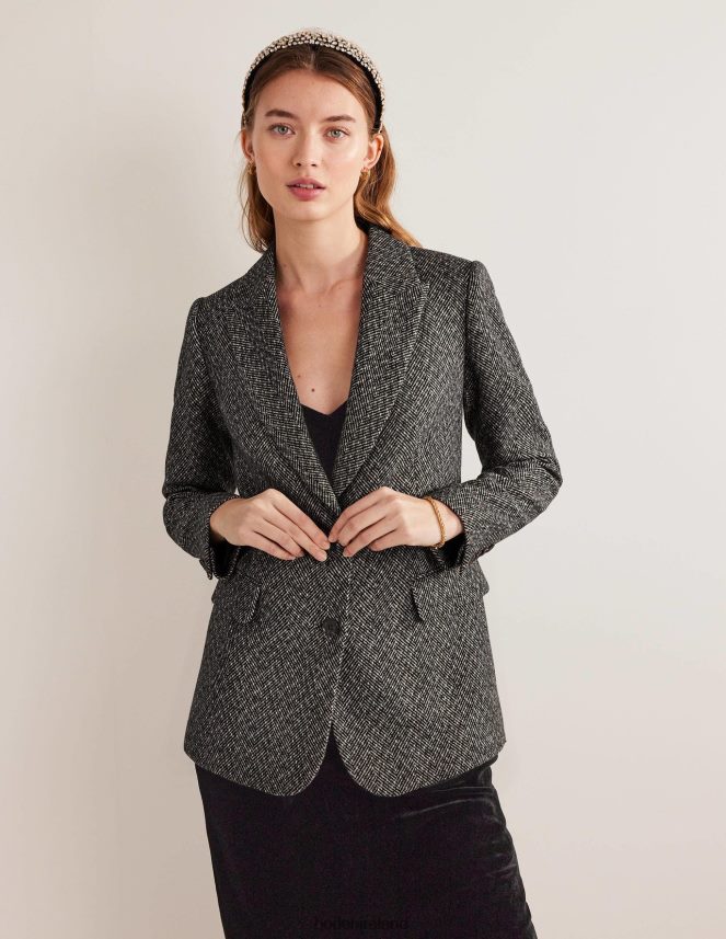 Herringbone Clothing Longline Relaxed Blazer Boden Women L466L61222
