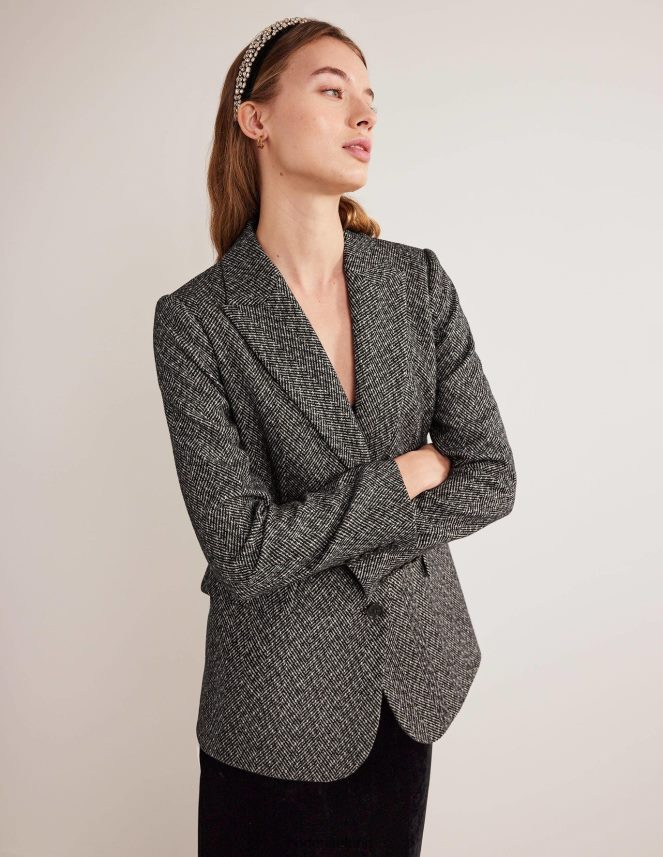 Herringbone Clothing Longline Relaxed Blazer Boden Women L466L61222