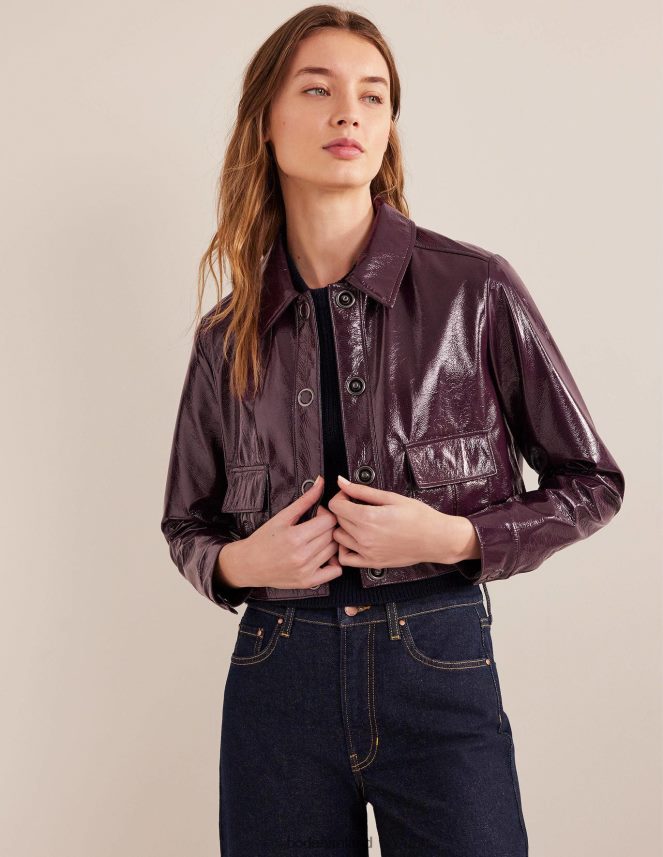 Maroon Clothing Cropped Collared Jacket Boden Women L466L61897