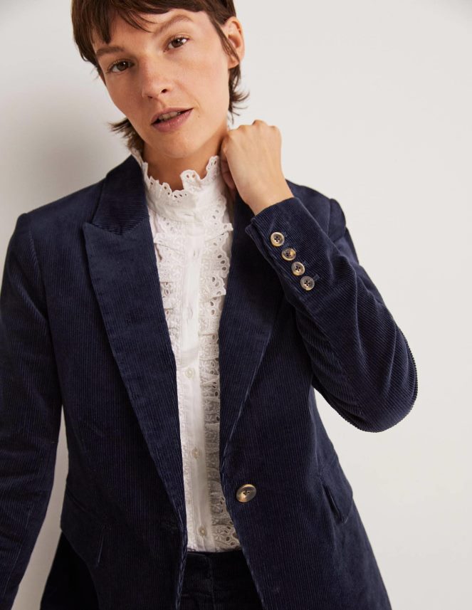 Navy Clothing Fitted Corduroy Blazer Boden Women L466L6669