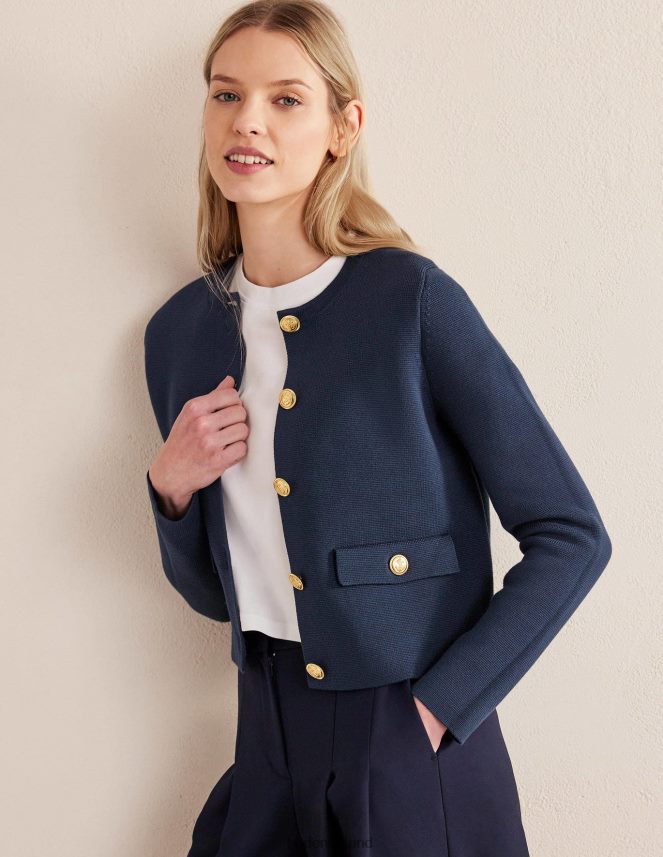 Navy Clothing Holly Cropped Knitted Jacket Boden Women L466L62479