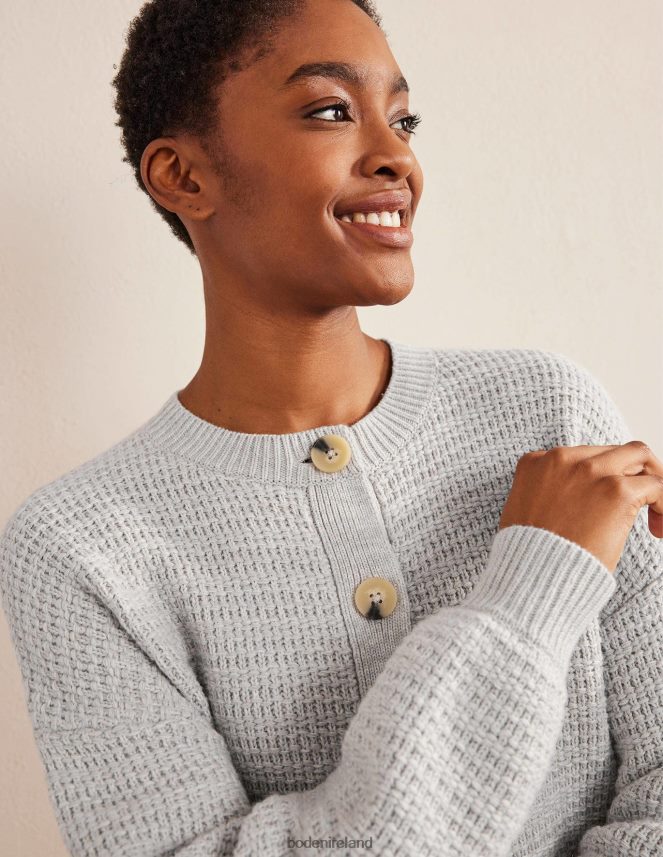 Silver Melange Clothing Textured Knitted Bomber Jacket Boden Women L466L61545