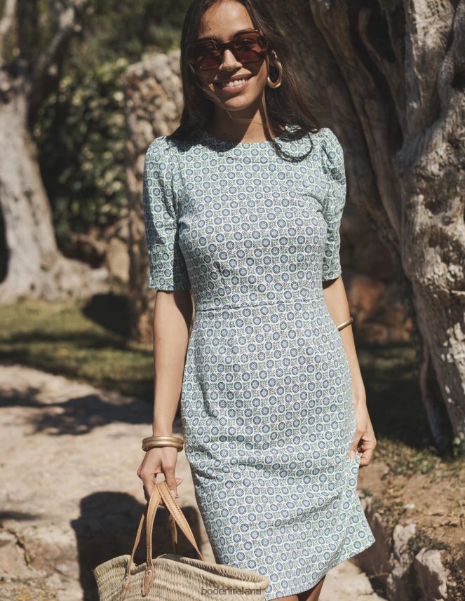 Aegean Blue & Sunflower Sprig Clothing Zoe Jersey Dress Boden Women L466L623