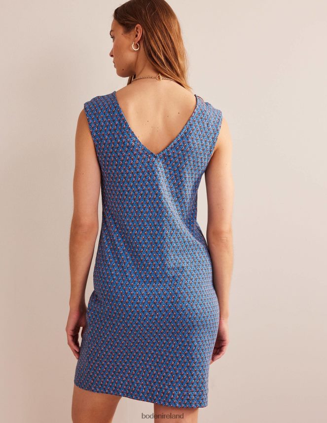 Aegean Blue & Tulip Blush Clothing Sleeveless Jersey Shift Dress Boden Women L466L618