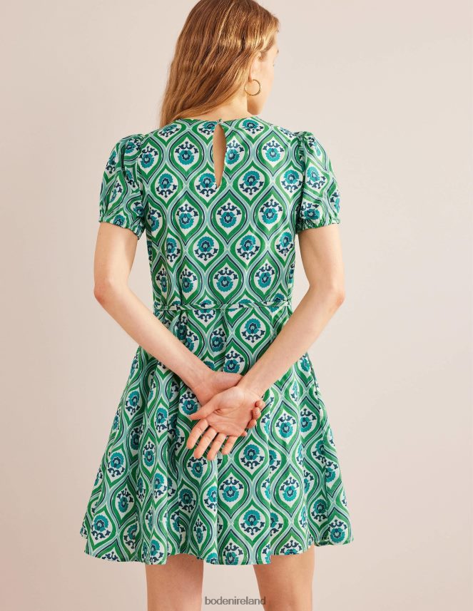 Aquamarine & Geo Cascade Clothing Full Skirted Mini Dress Boden Women L466L61100