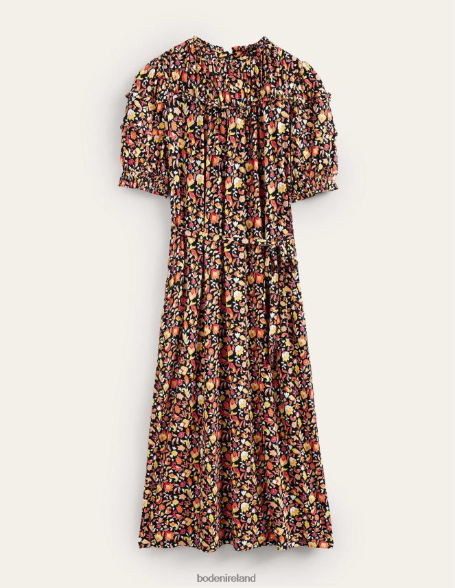 Black & Block Petal Clothing Yoke Detail Jersey Midi Dress Boden Women L466L61103