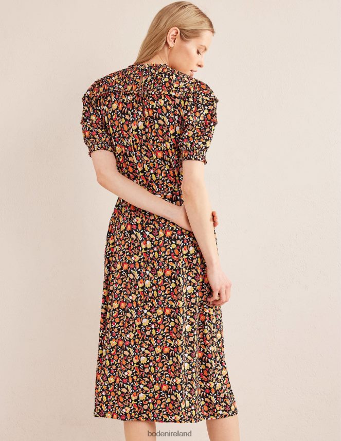 Black & Block Petal Clothing Yoke Detail Jersey Midi Dress Boden Women L466L61103