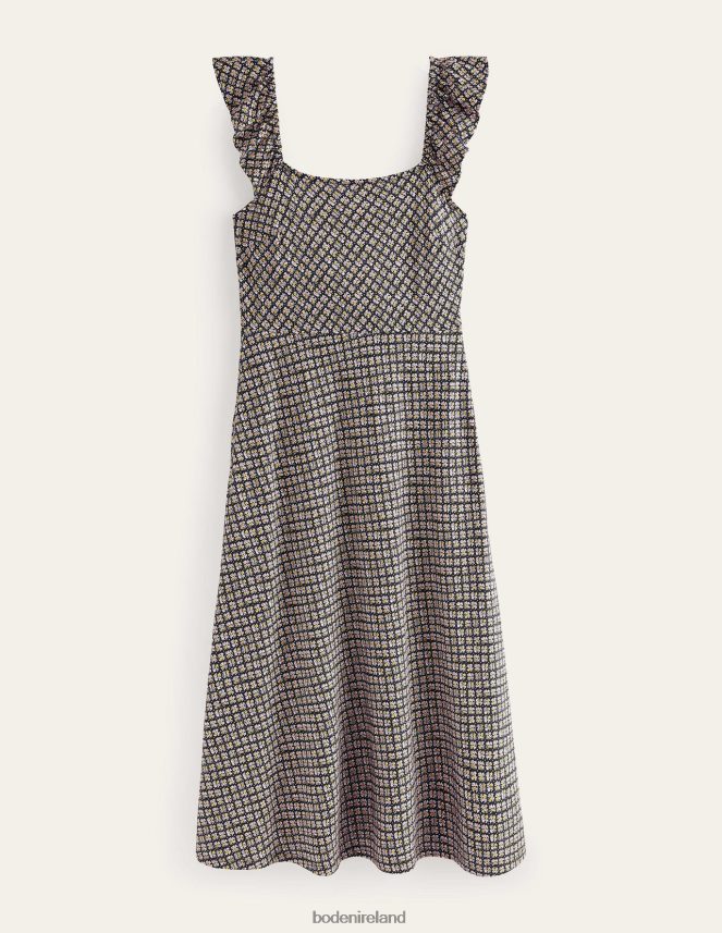 Black & Bloom Bud Clothing Frill Detail Jersey Midi Dress Boden Women L466L61021