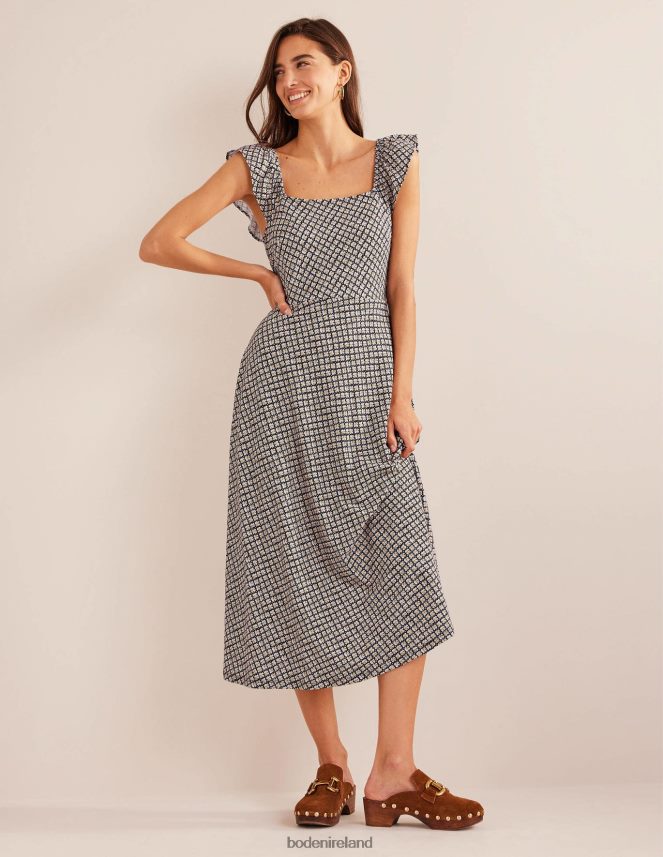 Black & Bloom Bud Clothing Frill Detail Jersey Midi Dress Boden Women L466L61021