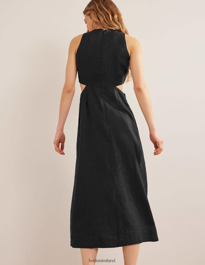 Black Clothing Cut Out Linen Midi Dress Boden Women L466L62273