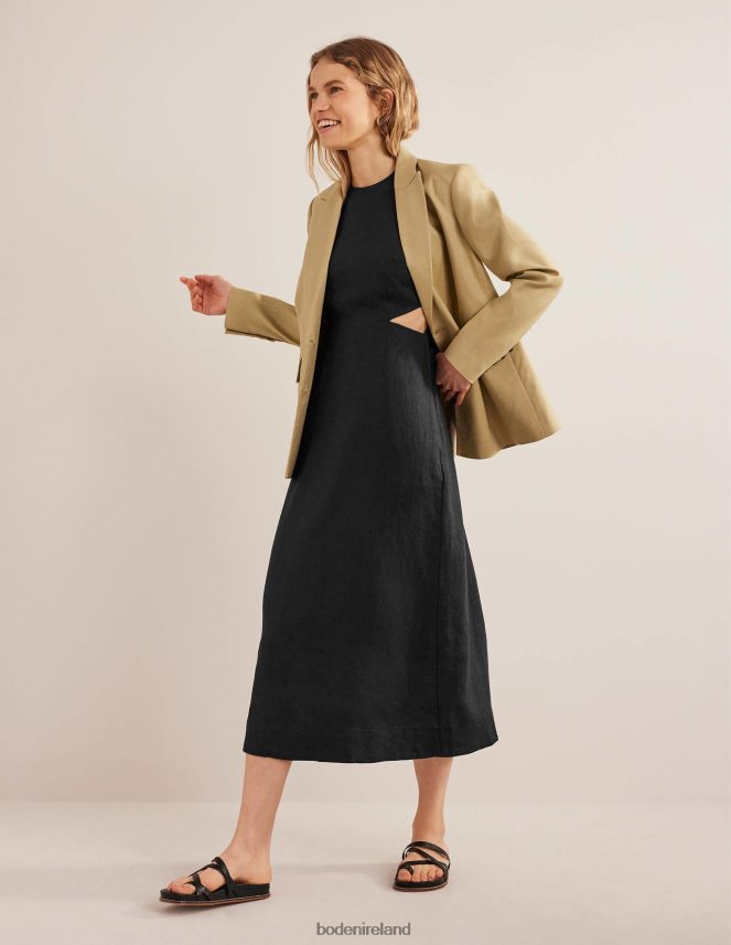 Black Clothing Cut Out Linen Midi Dress Boden Women L466L62273