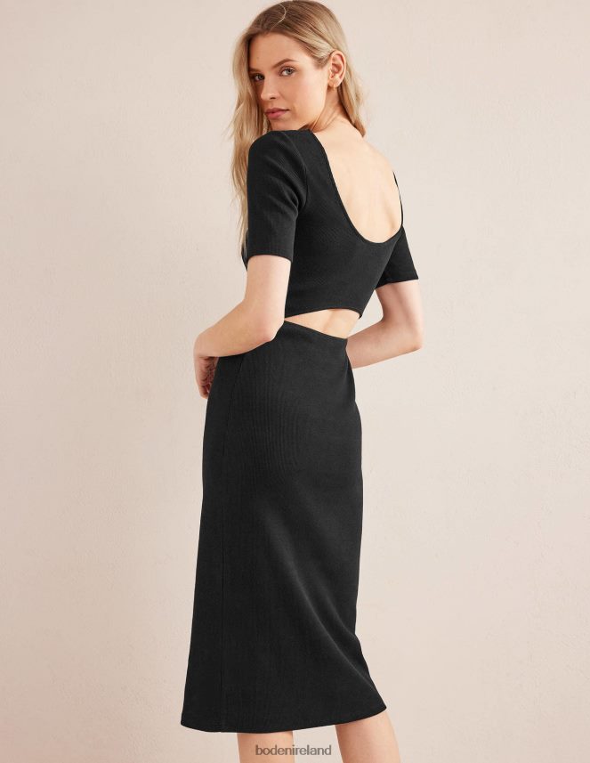 Black Clothing Cut Out Rib Jersey Midi Dress Boden Women L466L61149