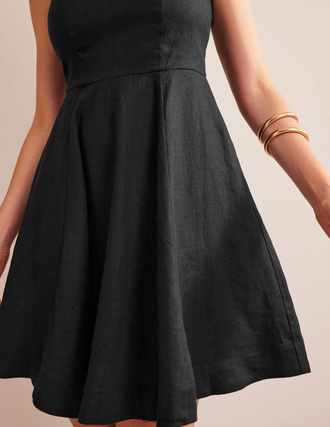 Black Clothing Fit-and-Flare Linen Mini Dress Boden Women L466L687