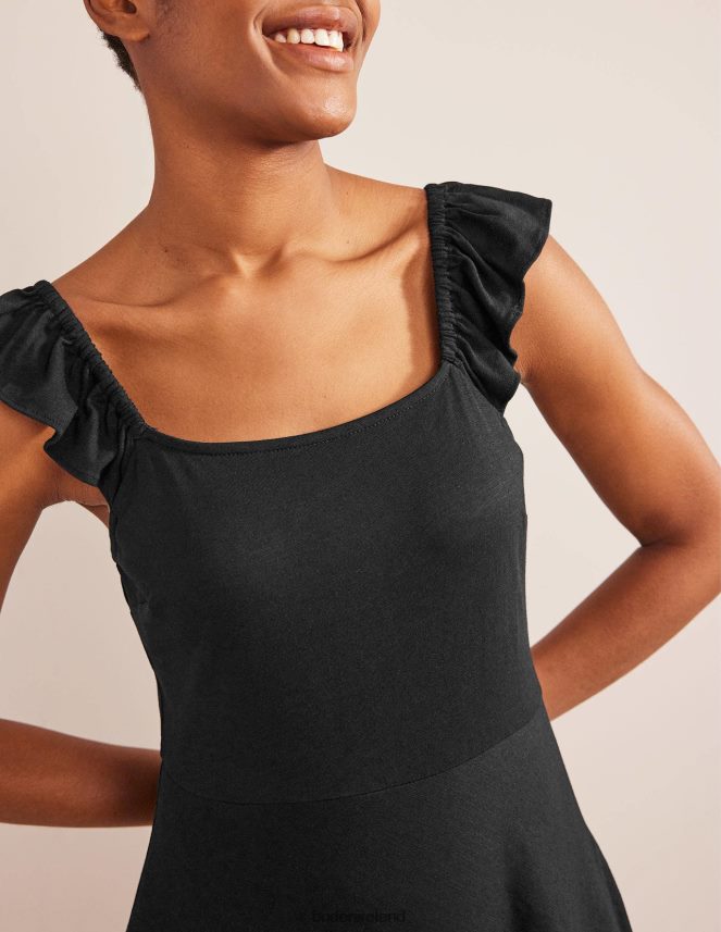 Black Clothing Frill Detail Jersey Midi Dress Boden Women L466L61327
