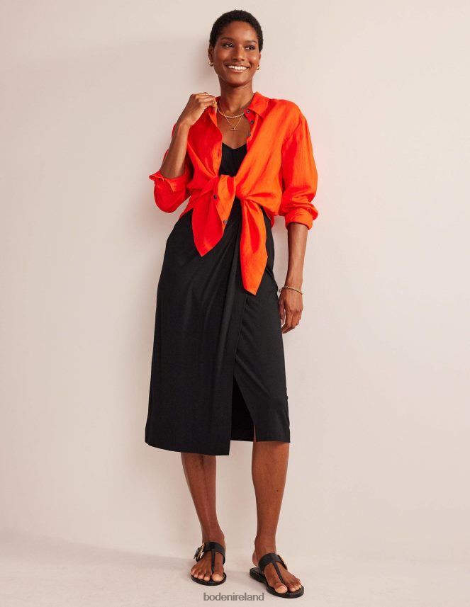 Black Clothing Gathered Jersey Midi Dress Boden Women L466L633