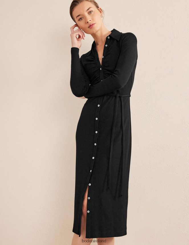 Black Clothing Jersey Ribbed Midi Shirt Dress Boden Women L466L61196