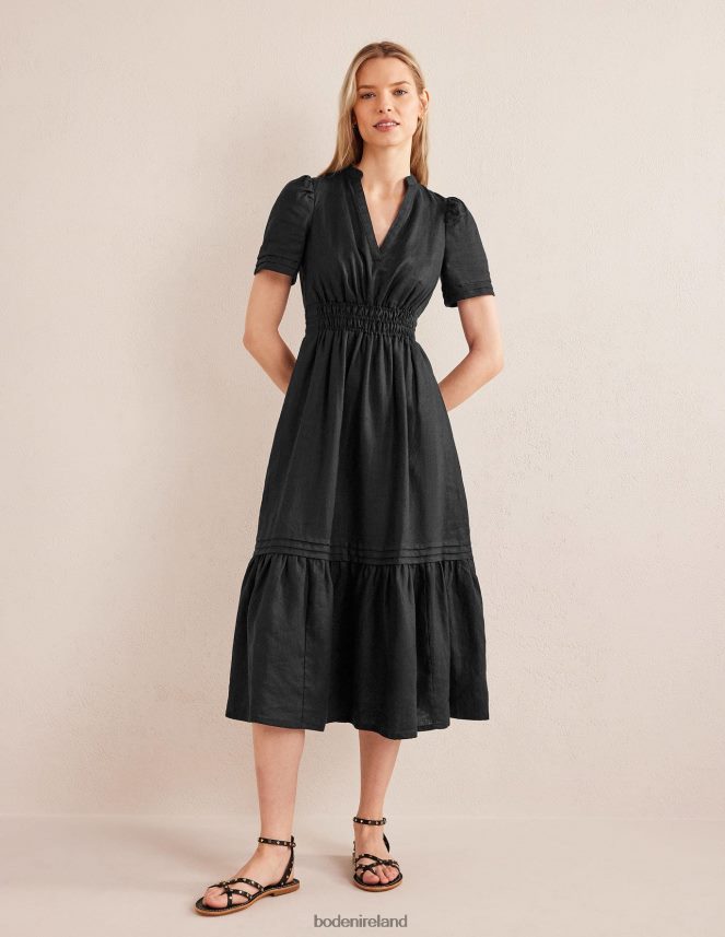 Black Clothing Pintuck Detail Midi Dress Boden Women L466L663