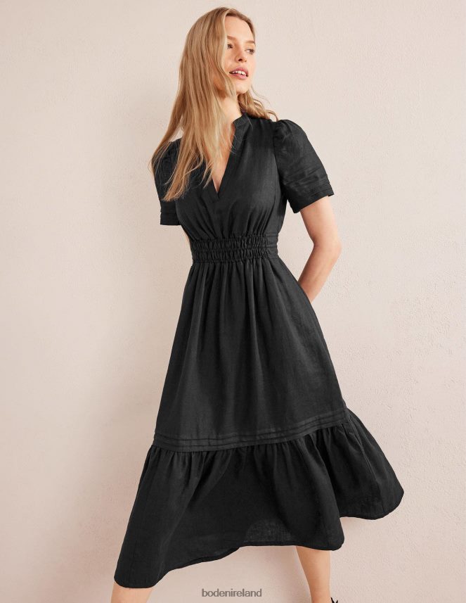 Black Clothing Pintuck Detail Midi Dress Boden Women L466L663