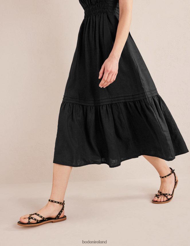 Black Clothing Pintuck Detail Midi Dress Boden Women L466L663