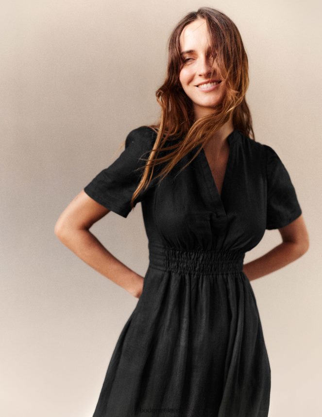 Black Clothing Pintuck Detail Midi Dress Boden Women L466L663