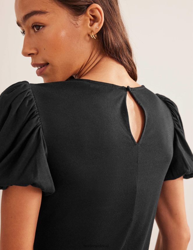 Black Clothing Puff Sleeve Jersey Midi Dress Boden Women L466L61322