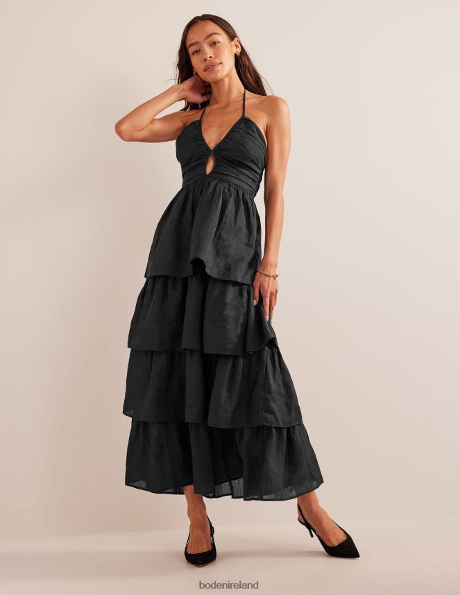 Black Clothing Ruched Tiered Maxi Dress Boden Women L466L6984