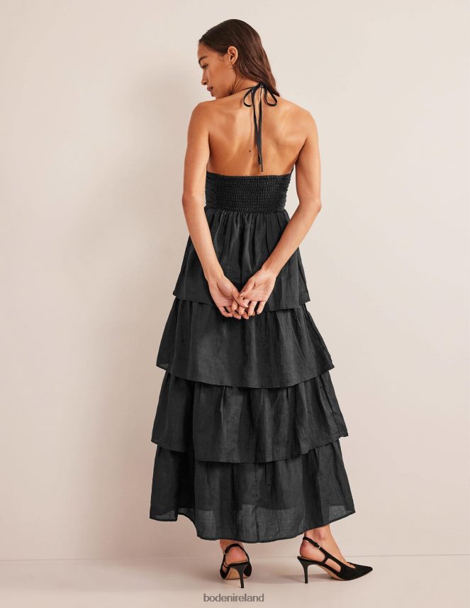 Black Clothing Ruched Tiered Maxi Dress Boden Women L466L6984