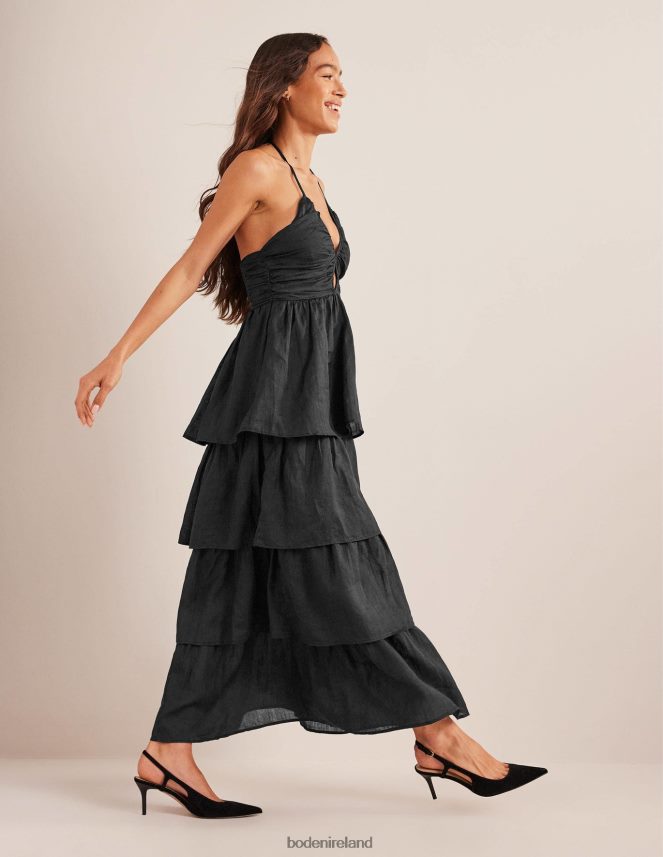 Black Clothing Ruched Tiered Maxi Dress Boden Women L466L6984
