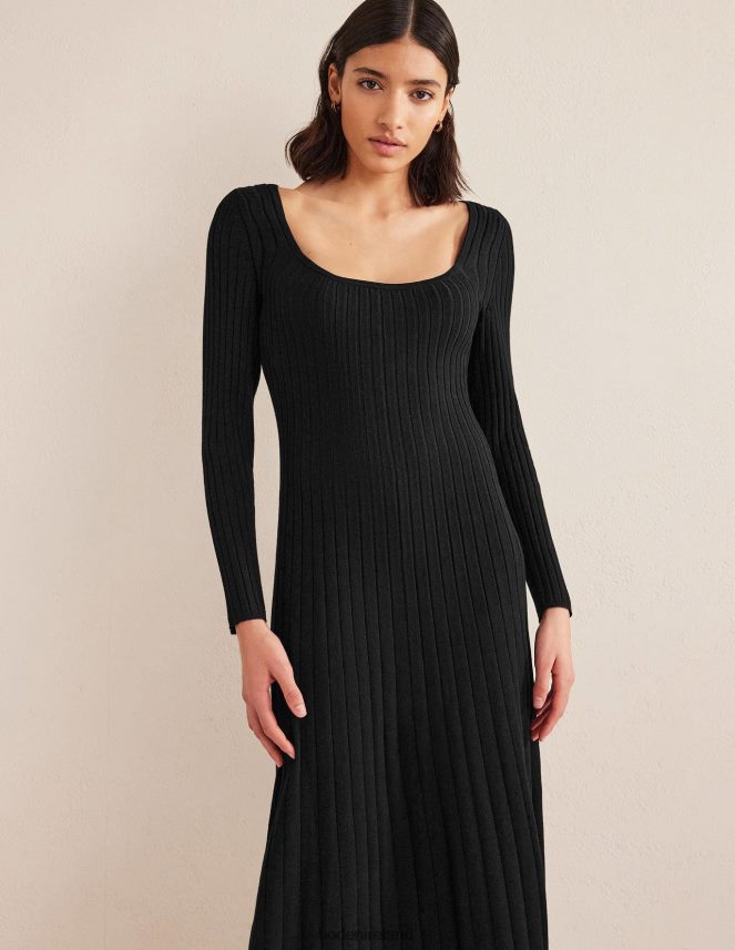 Black Clothing Scoop Neck Knitted Midi Dress Boden Women L466L61613