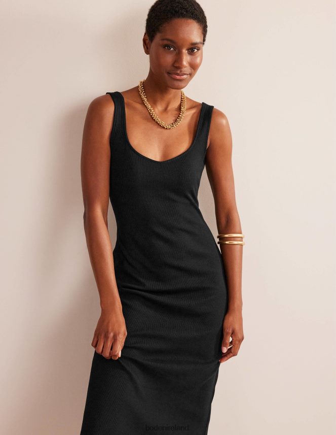 Black Clothing Strappy Rib Jersey Maxi Dress Boden Women L466L61180