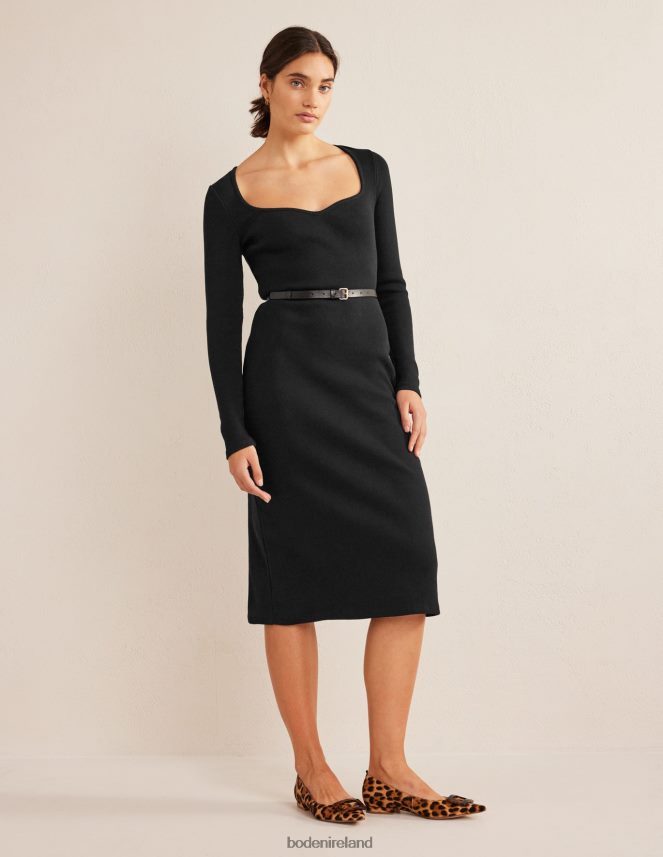 Black Clothing Sweetheart Ribbed Jersey Dress Boden Women L466L6924