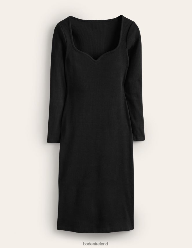Black Clothing Sweetheart Ribbed Jersey Dress Boden Women L466L6924