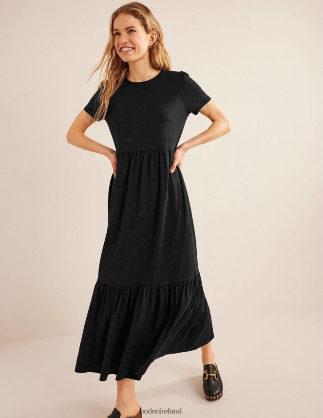 Black Clothing Tiered Easy Jersey Midi Dress Boden Women L466L62090