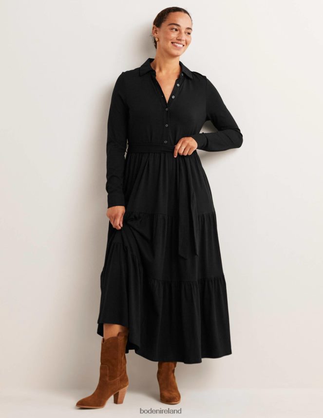Black Clothing Tiered Jersey Maxi Shirt Dress Boden Women L466L62018