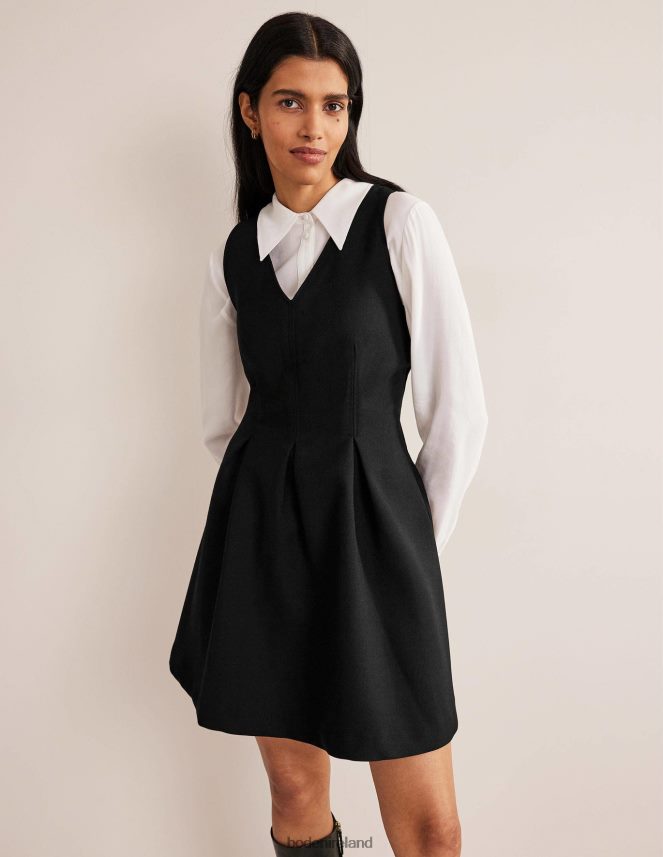 Black Clothing V-Neck Skater Mini Dress Boden Women L466L61372